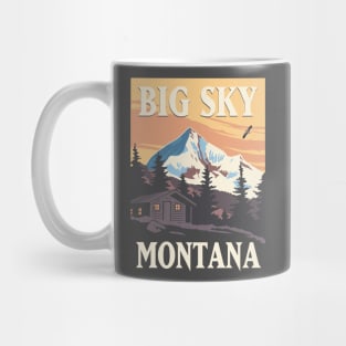 America Big Sky Montana  Country Retro Vintage Style  Travel Poster Apparel Mug